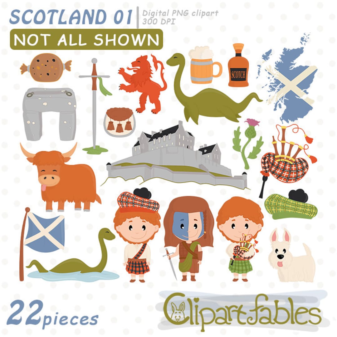 Cute SCOTLAND Clipart Europe Clip Art Scottish Art UK - Etsy UK