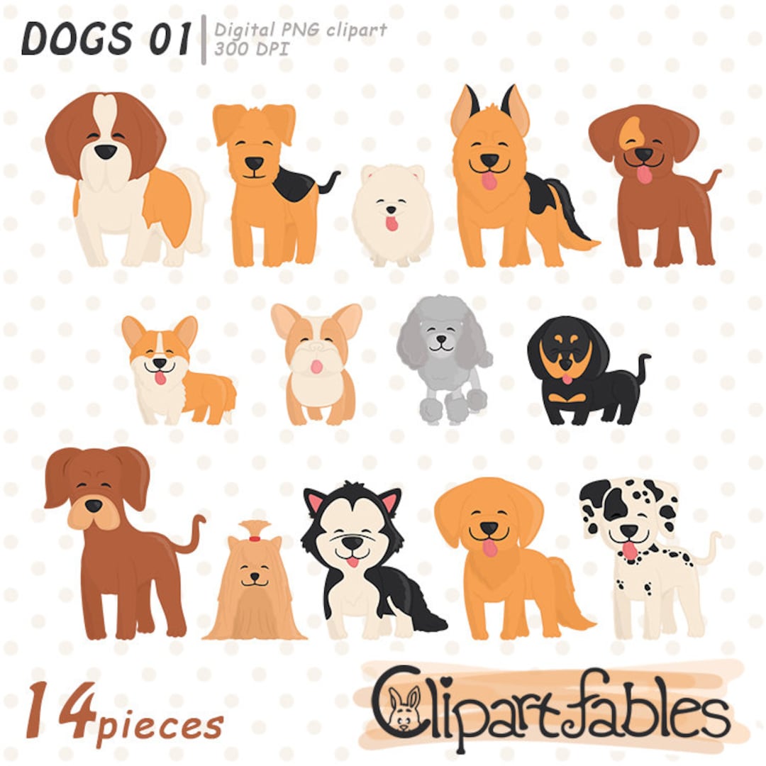 Cute DOG Clipart Puppy Clip Art Pet Dog Breeds Baby Dogs - Etsy