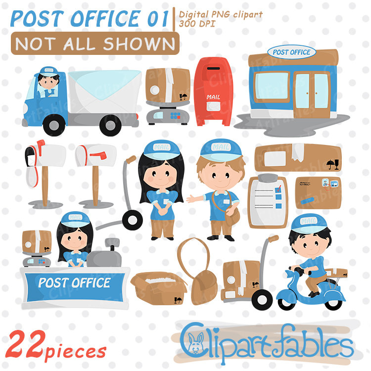 POST OFFICE Clipart, Stamp Clip Art, Postage Letters, Envelope, Mail