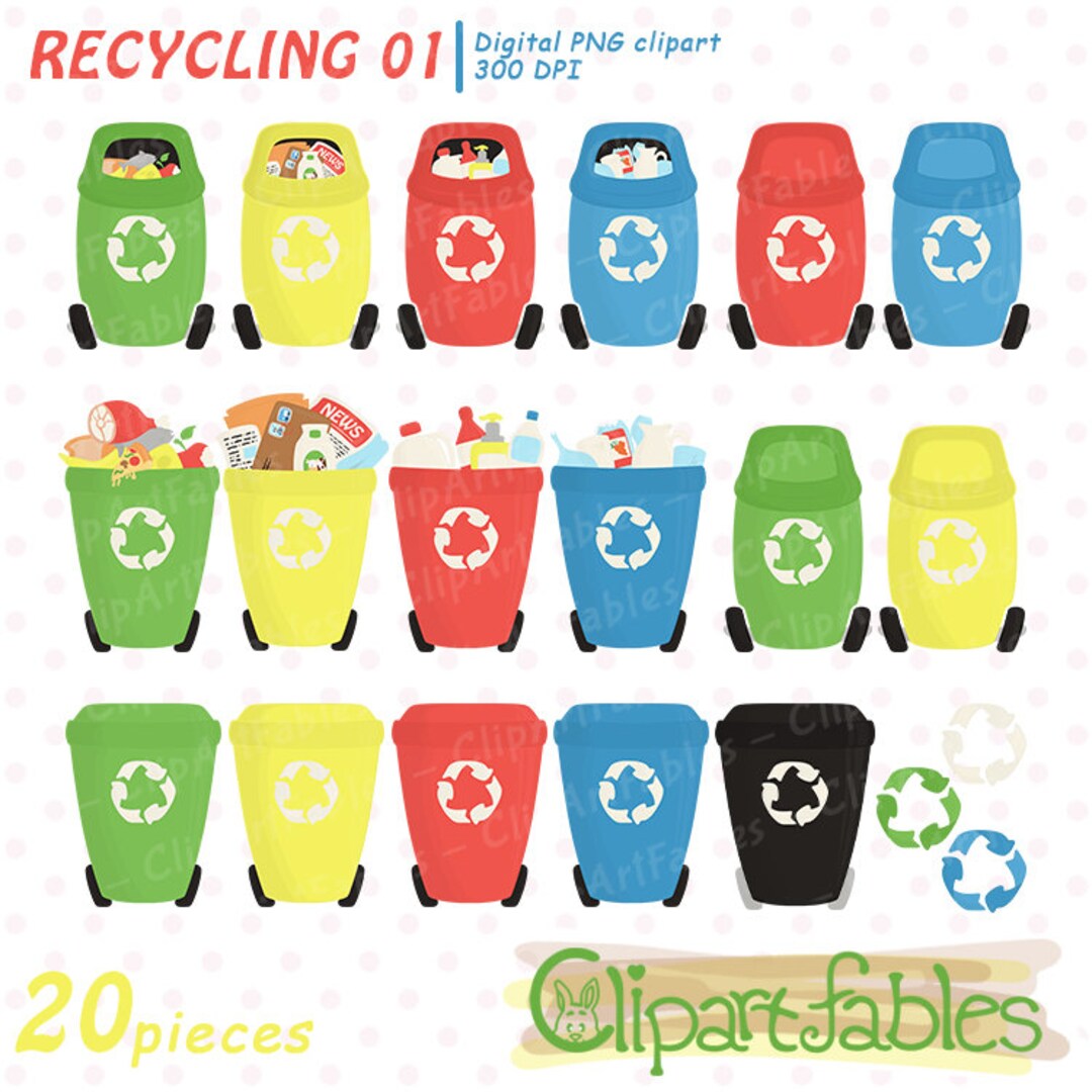 Cute Colorful RECYCLING Clipart for Kids, Eco Friendly Clip Art ...