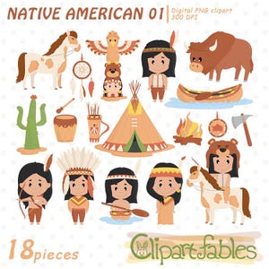 Clipart NATIVO AMERICANO, Arte acchiappasogni, Clipart occidentale, Indiani carini, Totem, Bufalo - Download IMMEDIATO, Clipart digitale