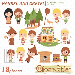 HÄNSEL UND GRETEL Clipart, Kindergeschichte, Candy House, Grimm-Märchen, - zum sofortigen Download