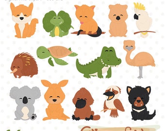 AUSTRALIAN ANIMALS clipart, Aussie animals, Baby animals, Emu, Koala, Platypus, Nursery design - INSTANT download