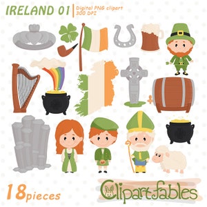 Cute IRELAND clipart, Irish clip art, Celtic art, Travel, St. PATRICK'S day - INSTANT download, Digital, Printable clipart
