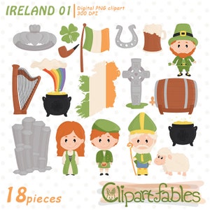 Irland Clipart, irisch Clip Art, keltische Kunst, Reise, St. Patrick's day - INSTANT download, digital, druckbare Grafik