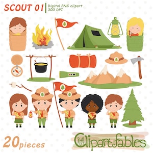 子供向けの SCOUT キッズ クリップ アート、アウトドア、エクスプローラー クリップ アート、ジュニア スカウト - 即時ダウンロード、デジタル クリップ アート、印刷可能なデザイン