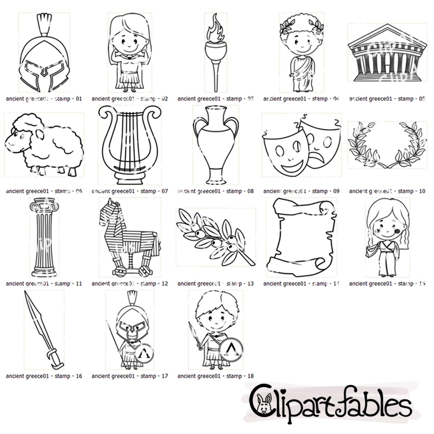 古代ギリシャのデジタルスタンプ、旅行概要、スパルタ、レオニダス王、トロイの木馬の塗り絵 - 古代文明 - 即時ダウンロード - Etsy 日本