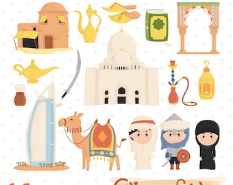 ARABIAN clipart, Muslim culture, Arabian nights, Near East, Arabic clip art set, Islam illustrations - INSTANT download
