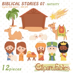 NATIVITY clipart, Biblical story, Birth of Jesus, Christmas time, Baby Jesus clipart, Holy Family, 3Wise men - INSTANT download, Digital png
