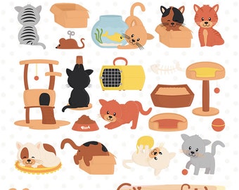 KITTEN clipart, Cute cat clip art, Kitty, Kitties, Digital clipart - INSTANT download