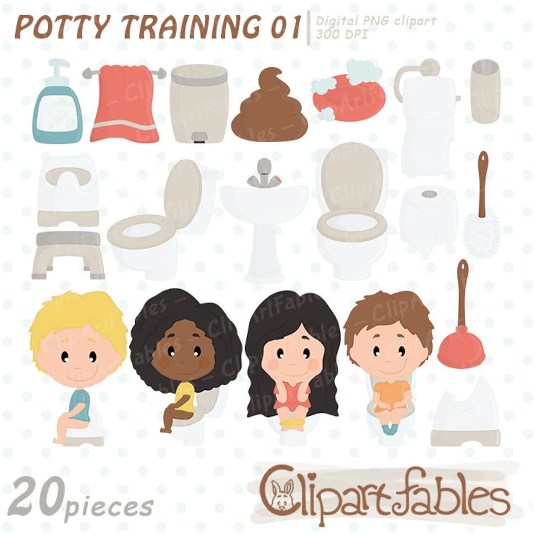 Cute Potty Training Clipart Education Clip Art Poop Toilet Etsy Uk