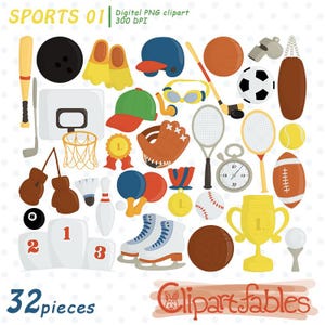 EQUIPAMENTO ESPORTIVO clipart, Bola clip art, Decoração de aniversário esportivo, Futebol, Basquete, Suporte, Download INSTANTÂNEO, Imprimível
