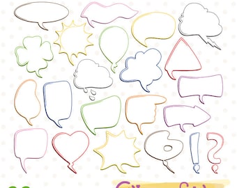 SPEECH BUBBLE clipart, Colorful text bubbles, Comic, Chat, Talk bubbles,  INSTANT download, Digital, Printable art