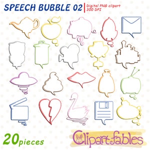 Clipart de BALÃO DE FALA, Balões de texto coloridos, História em quadrinhos, Bate-papo, Balões de conversa, Download INSTANTÂNEO, Digital, Arte para impressão