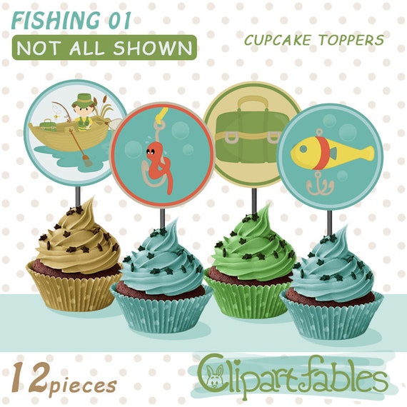 Fisherman Cupcake Toppers Fishing Cake Decor Retirement Etsy