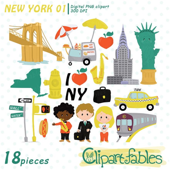 Cute New York Clipart Travel In The Usa I Love Ny Travel Etsy