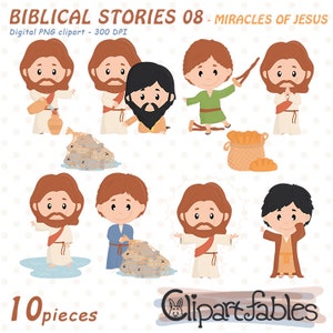 JESUS clipart, BIBLICAL stories, Jesus characters, Miracles of Jesus, Biblical theme, Christianity, Religion - INSTANT, Printable