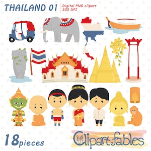 THAILAND Clipart, Buddha Clip Art, Südostasien, Thai Design, Reise Clipart - SOFORT Download, Digital, Druckbare Clip Art