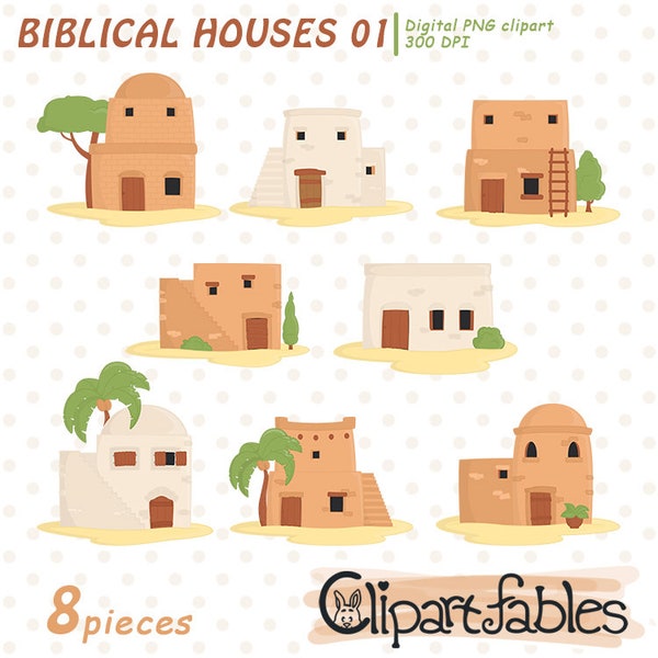 BIBLE HOUSES Clipart - Biblical homes, Ancient houses, Bible-based, INSTANT digital clip art set