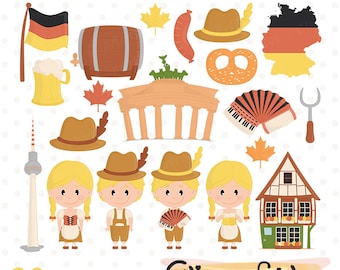 GERMANY clipart, OCTOBERFEST clipart, Europe, Sausage and beer, Berlin, Autumn design - INSTANT Download, Digital, Printable design