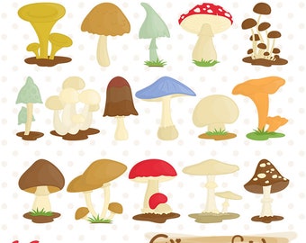 Pilz Clipart, Pilz, Pilz Clip Art, bunte Pilze - SOFORT-Download, Digital Clipart, Printable