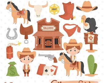 COWBOY clipart, Western clip art, Sheriff, Prairie Schooner, Wild west designs - INSTANT Download, Digital PNG