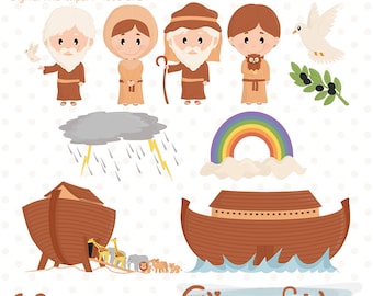 Cute NOAH's ark clipart, Noah and the Flood, Cute animals, Biblical story, Two by Two, - INSTANT download, Printable, Digital png