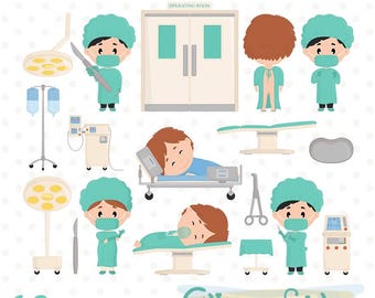 SURGERY Clipart, Medical clipart, Healing, Operating room, Recovery - INSTANT download, Digital PNG, Printable design for kids