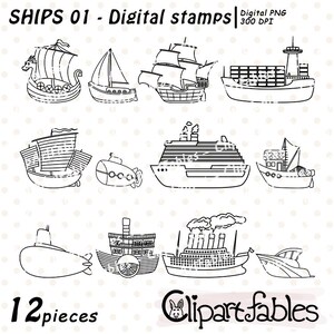 SCHIFF digitale Stempel, Boot, Yacht, U-Boot, Piraten und Wikinger Schiff Outilnes, Segelboot Linie Kunst - SOFORTIGEr Download, Titanic Illustration