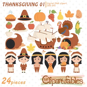 Felice giorno del RINGRAZIAMENTO clipart, scrapbooking, clipart tacchino, cornucopia, autunno, clipart americano - download IMMEDIATO, PNG digitale