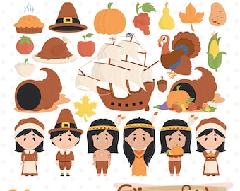 Happy THANKSGIVING Day clipart, scrapbooking, Turquie clipart, corne d'abondance, automne, clipart américain - Téléchargement instantané, PNG numérique