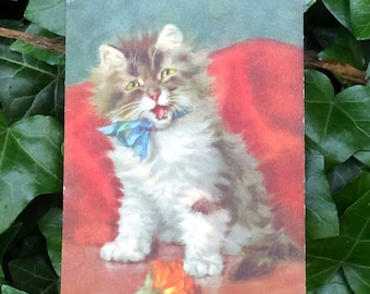 Cartão postal antigo de gatinho