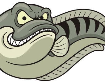 Angry Fish with Teeth Vinyl Sticker/Decal