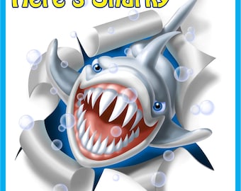 Here's Sharky Vinyl Sticker/Decal