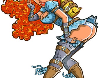 Redhead Pinup Girl Vinyl Sticker, Sexy Rocket Girl Decal