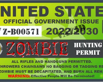 Zombie Response Permit Decal Sticker Walking Dead Car Truck Laptop Sticker