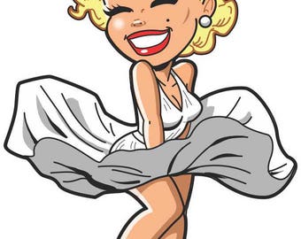 Marily Monroe Sticker Decal Cartoon Character Sexy Laptop Automotive Art Decal Blonde in White Dress