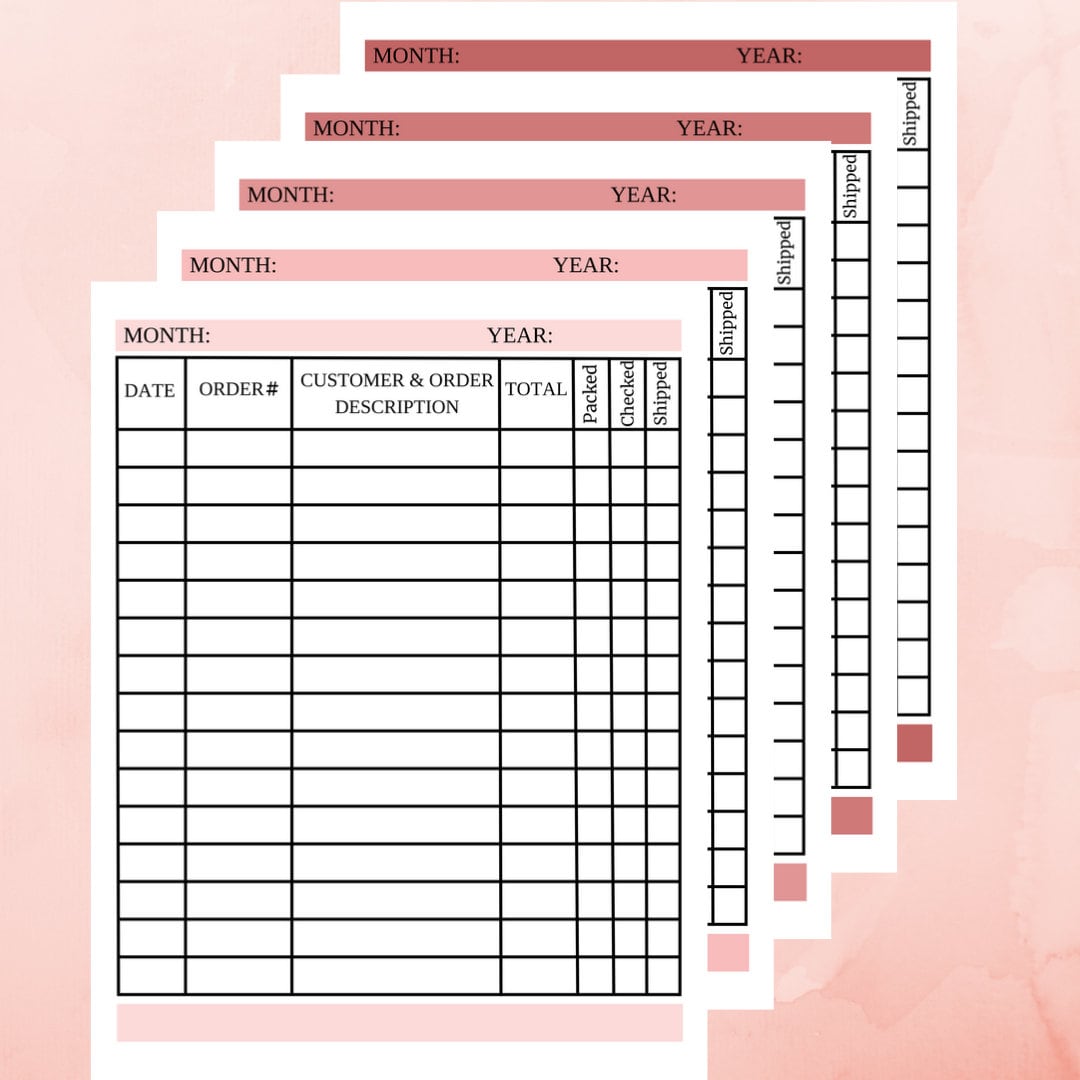 Order Tracker Template (pink Pack) - Etsy