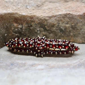 Vintage Czechoslovakian Garnet Brooch, gold tone setting, estate garnet brooch, January birthstone, 2nd anniversary gift,