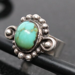 Vintage Sterling Turquoise ring, Size 5.5 Turquoise ring, Sterling Silver estate jewelry, wide turquoise ring, December Birthday