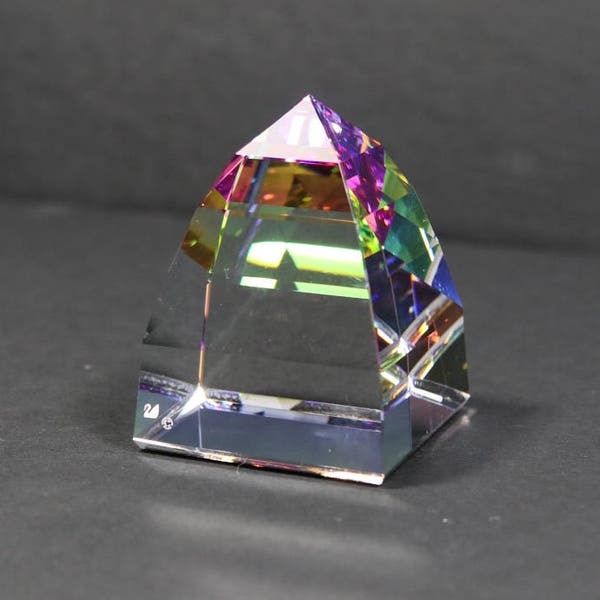 RETIRED Swarovski Pyramid, Volcano Pyramid, signed, Swarovoski crystal paperweight, 3rd anniversary gift, 15th anniversary gift