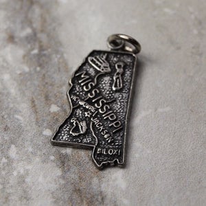 Vintage Sterling Silver Mississippi charm, estate jewelry, vintage travel charm, gifts for her, gifts for mom, vintage state charm