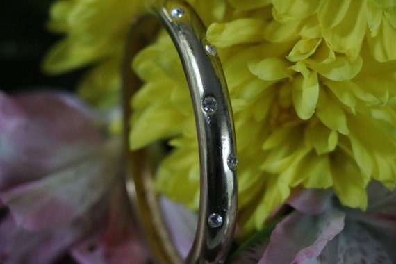 Vintage Roman Goldtone bangle bracelet with clear… - image 2