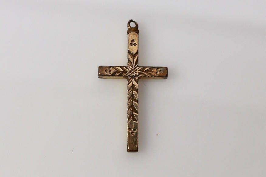 Antique 12K Gold-filled Etched Cross Pendant Religious - Etsy
