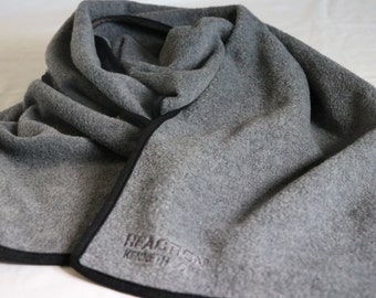 Vintage Kenneth Cole Reacton gray winter scarf with black trim, gifts for her, gifts for him, gifts for mom