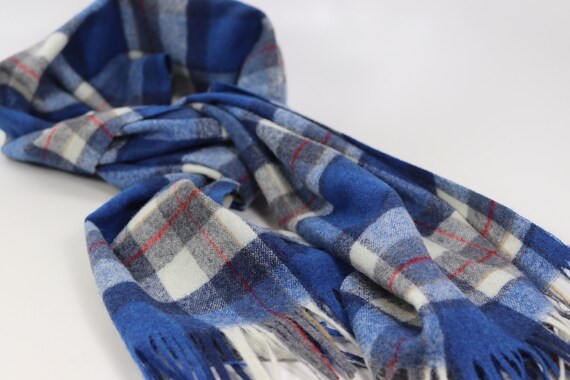 Vintage Pendleton Blue plaid scarf, 100% Virgin W… - image 8