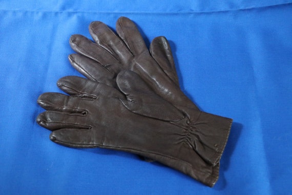 Vintage Brown Small Leather Gloves, leather drivi… - image 3