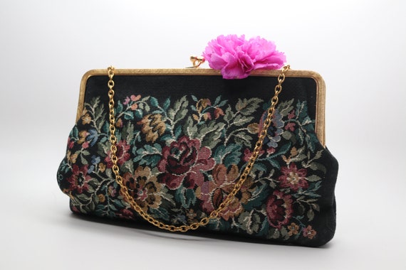 floral embroidered clutch bag