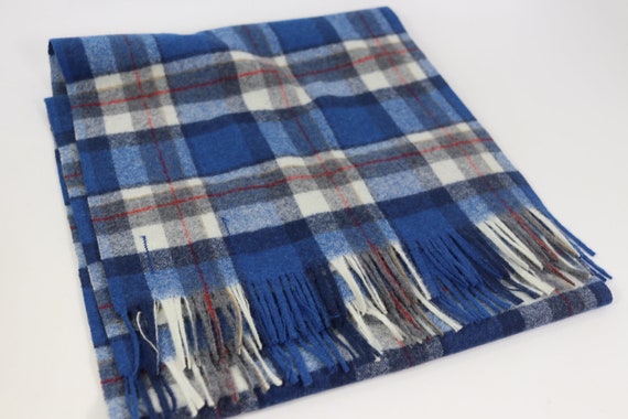 Vintage Pendleton Blue plaid scarf, 100% Virgin W… - image 5