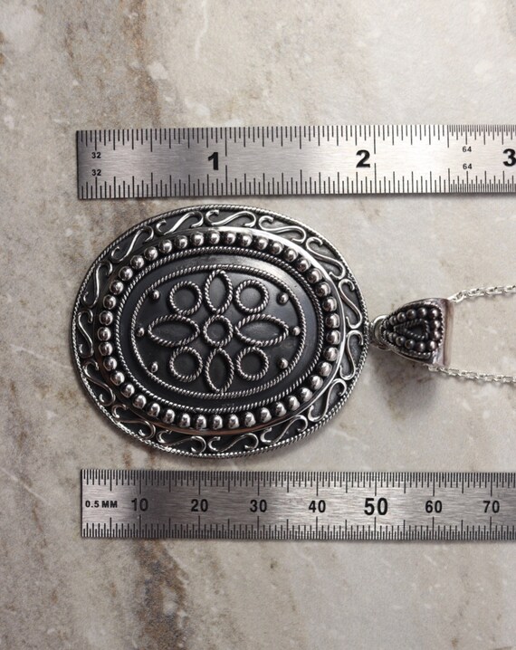 Estate Sterling Silver Pendant necklace , 29” ste… - image 8